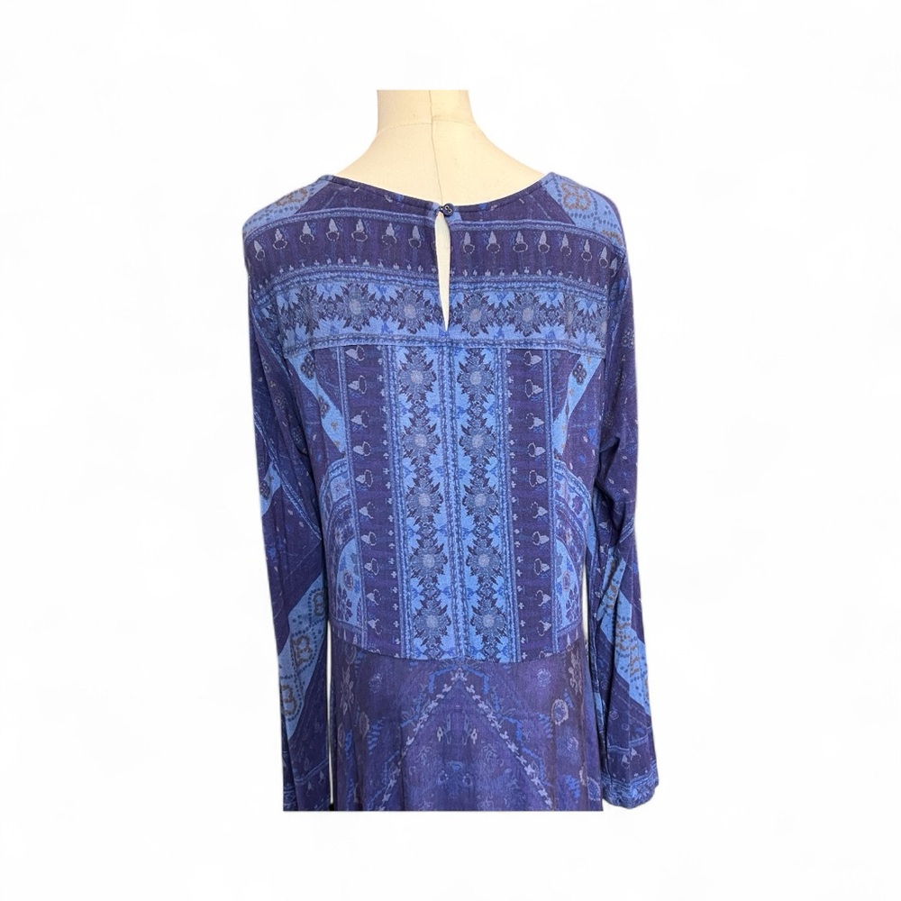 🆕 💙🌸 NWOT SOFT SURROUNDINGS Sitarra Blue Floral Jersey Knit Maxi Dress | Sz M - Picture 8 of 11